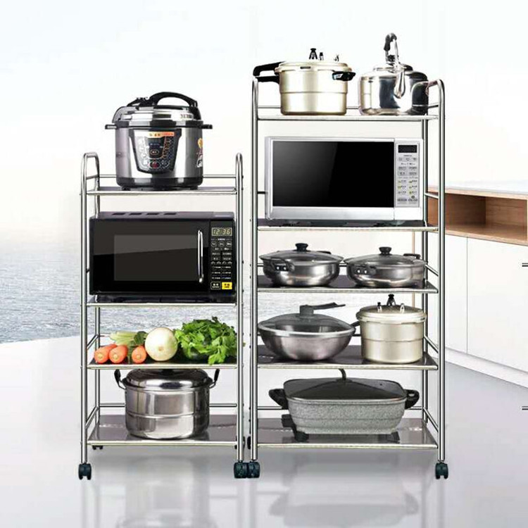 5-tier stainless steel kitchen shelf organizer microwave oven rack expandable