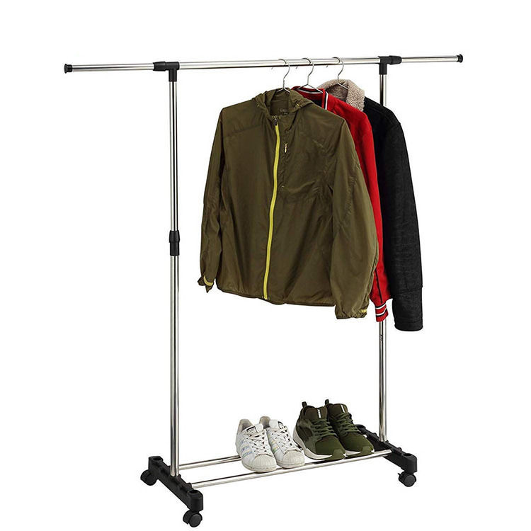 Adjustable stainless steel clothing rack display clothes hanger stand single pole clothes rack