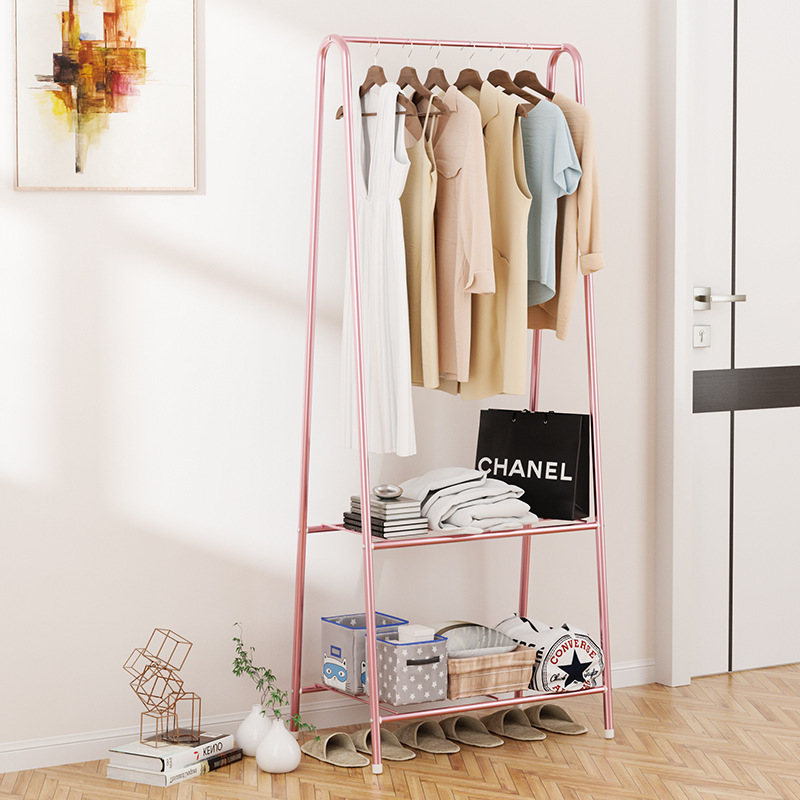 Two-Tier Shelf Clothing Organizer  Multi-function  Coat home clothes rack  with Removable Wheels