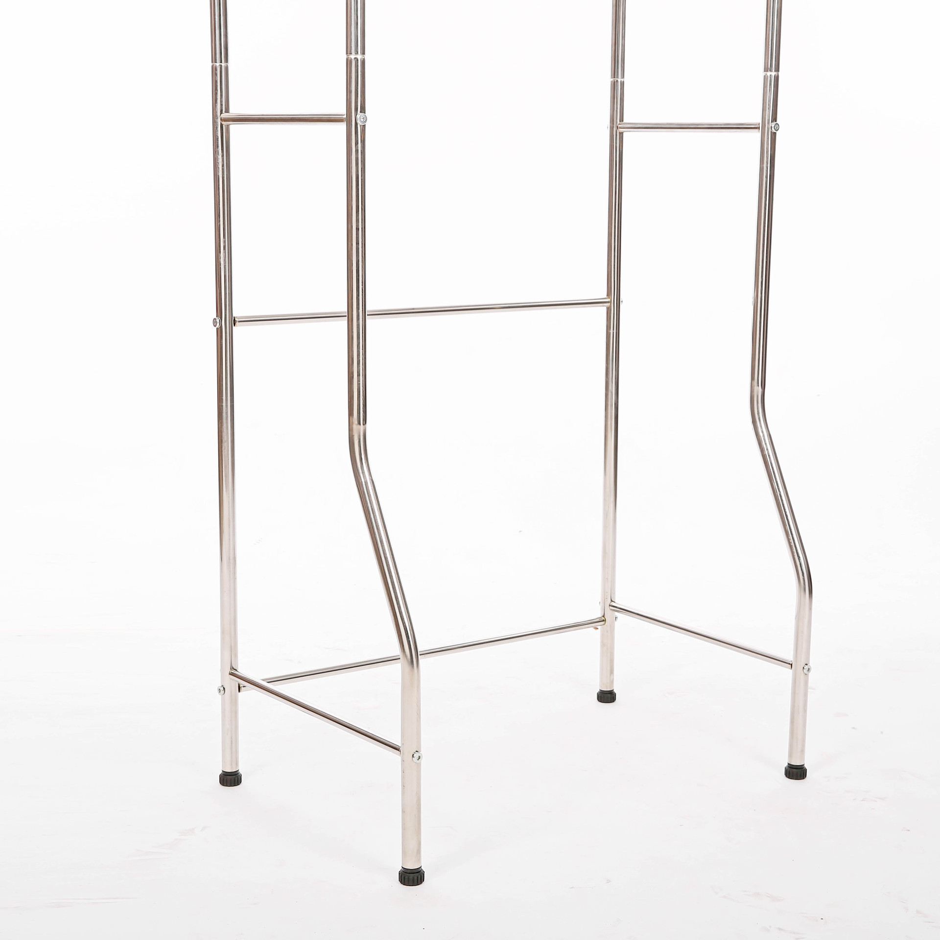 Removable Three Tier Multifunctional Stainless Steel Bathroom Storage Rack With Hooks