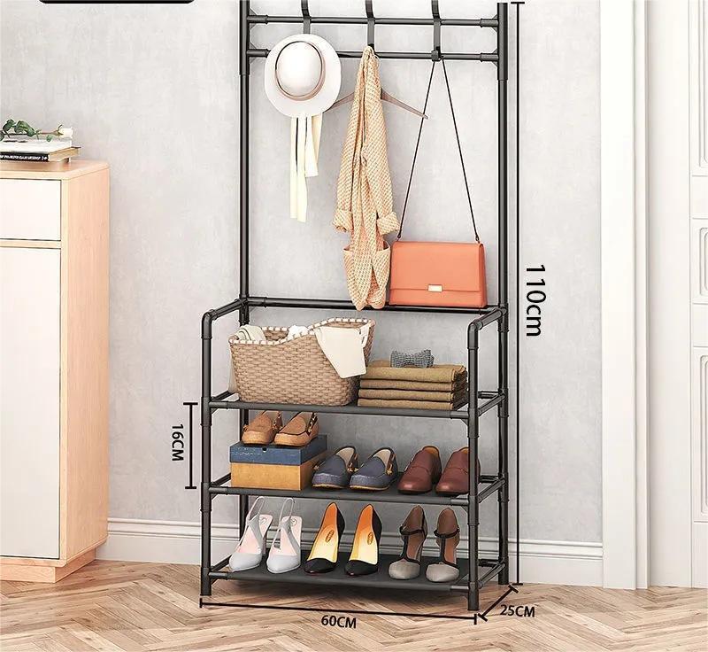 5 Layer Stainless Steel Large Capacity Storage Holders Multifunctional Shoe Rack With Hall stand