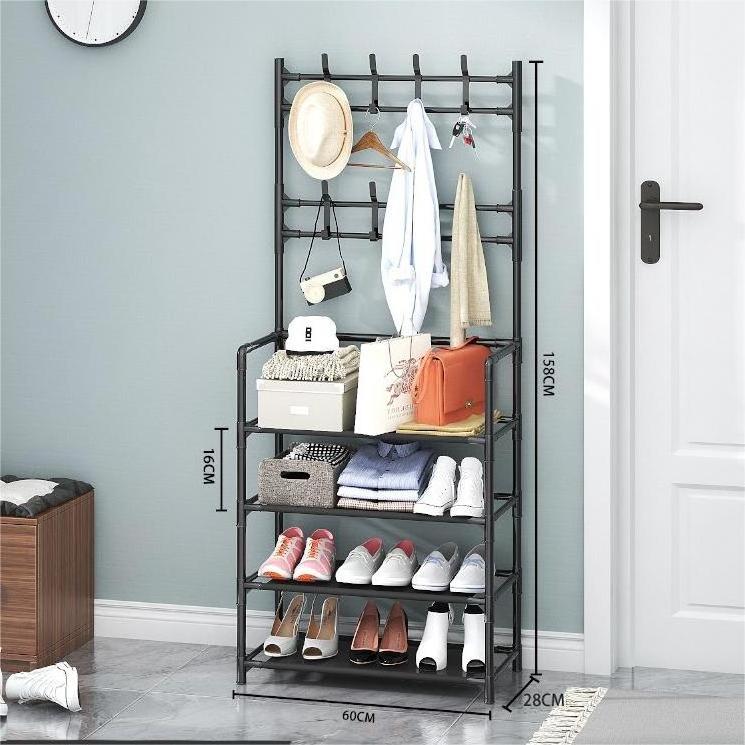 4 Tier Coat And Shoe Storage Rack Organizer Simple Foor Clothes Rack