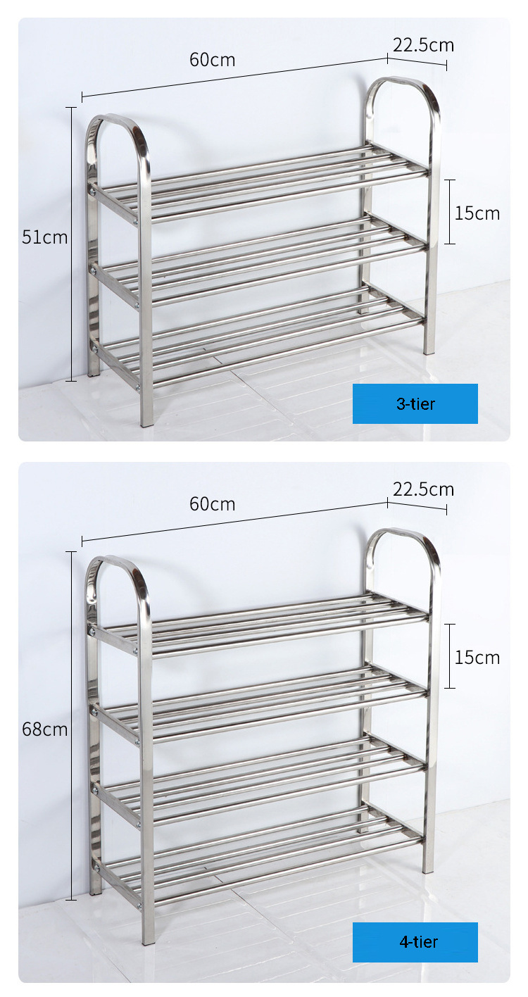 Multi-functional Home Storage Organization Shelf 4 Tiers Steel Shoe Rack