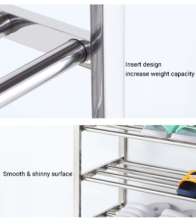 Multi-functional Home Storage Organization Shelf 4 Tiers Steel Shoe Rack