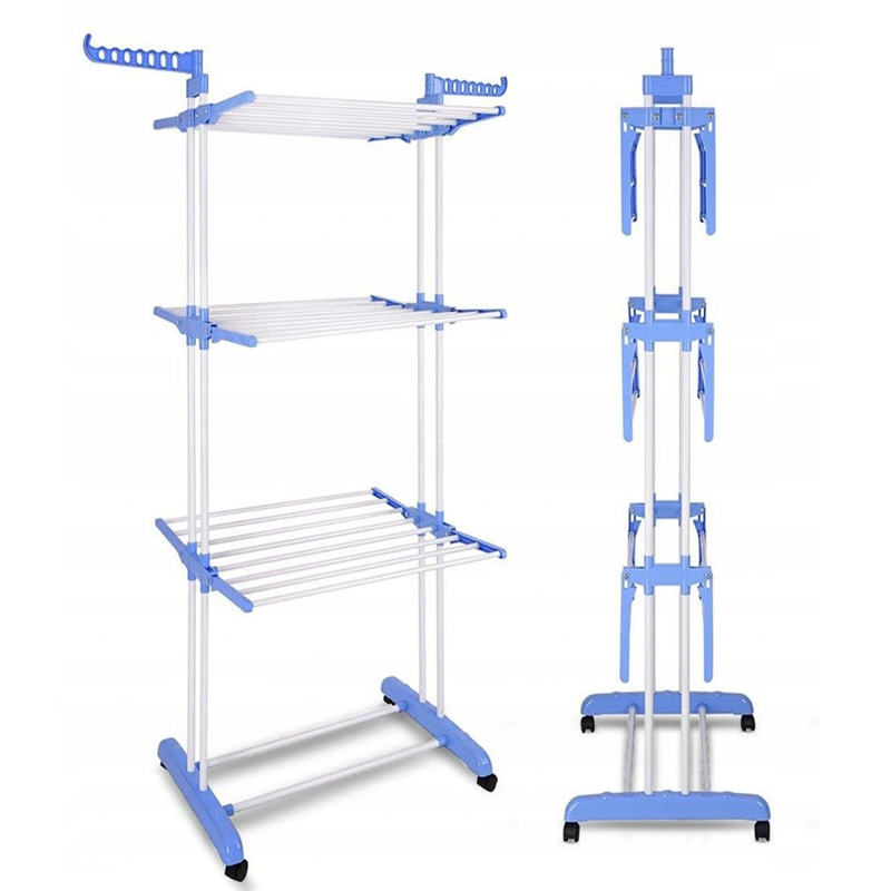 Adjustable Stainless Steel  Living Room Three Rods Trolley Clothes Rack For Hanging Clothes