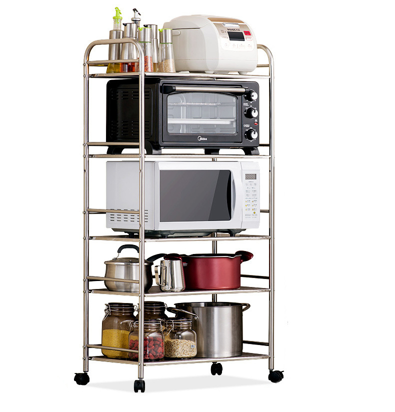 5-tier stainless steel kitchen shelf organizer microwave oven rack expandable