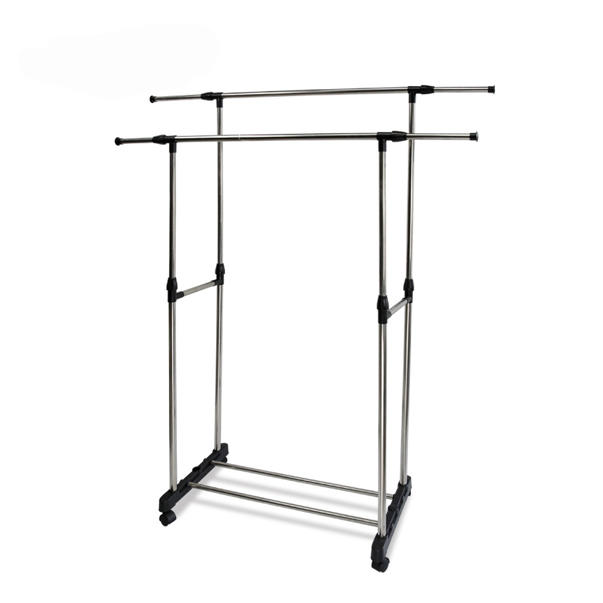 Extendable double pole clothing dryer rack garment rack single pole clothes garment rack