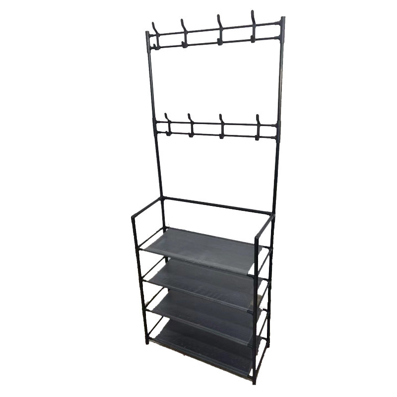 4 layers Clothes And Shoe Storage Rack metal pipe home clothes rack