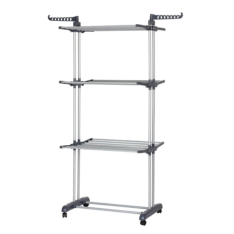 Adjustable Stainless Steel  Living Room Three Rods Trolley Clothes Rack For Hanging Clothes