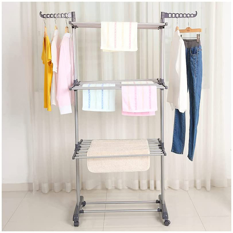 Hanging Rod for Laundry Room Removable Folding Clothing Hanger Garment Rack