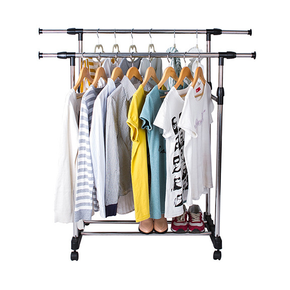 Stainless Steel Expanding Double Pole clothes rack for hanging clothes