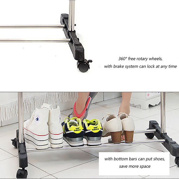 Stainless Steel Expanding Double Pole clothes rack for hanging clothes