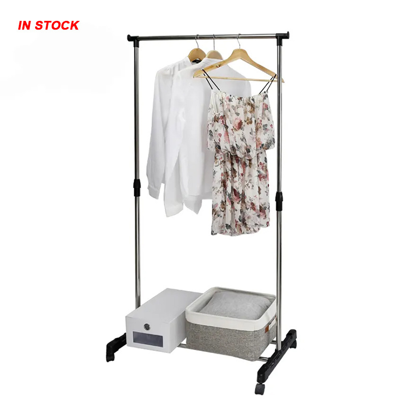 Adjustable Staning Extendable Double Pole Cloth Rack Hanger And Drying Clothes Racks