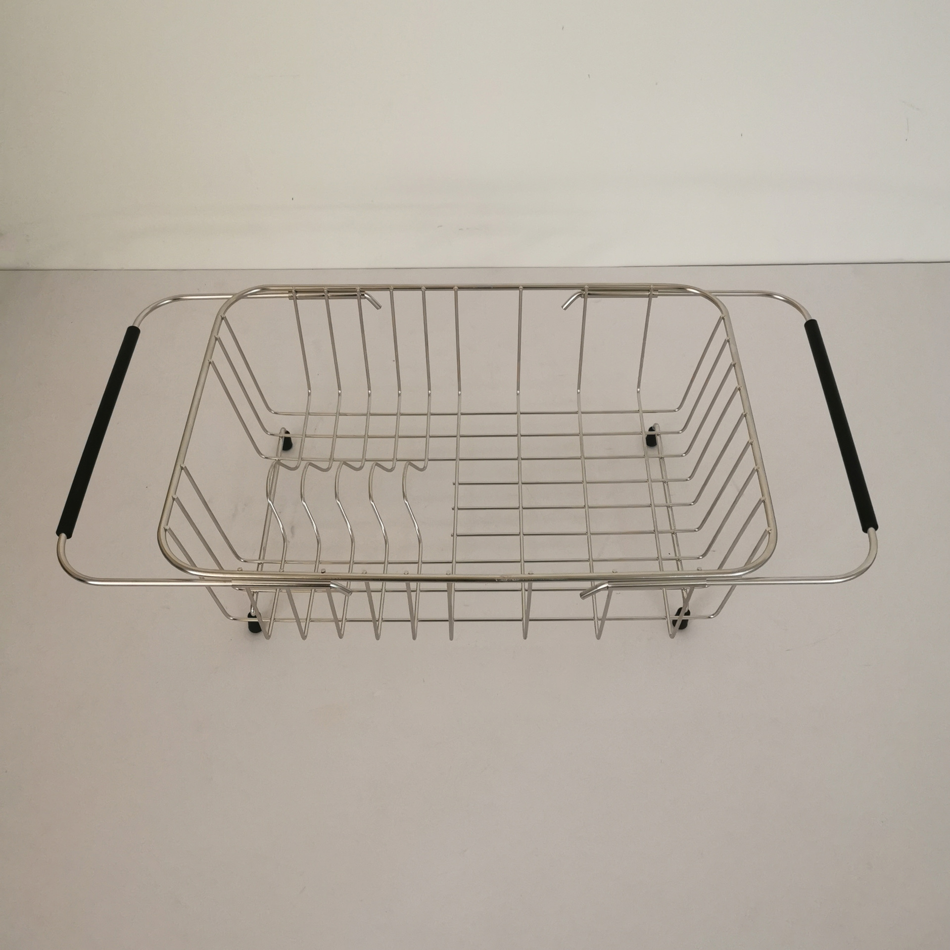 Expandable Dish Drying Rack Rustproof Stainless Steel Over The Sink Dish Drainer With Silverware Holder