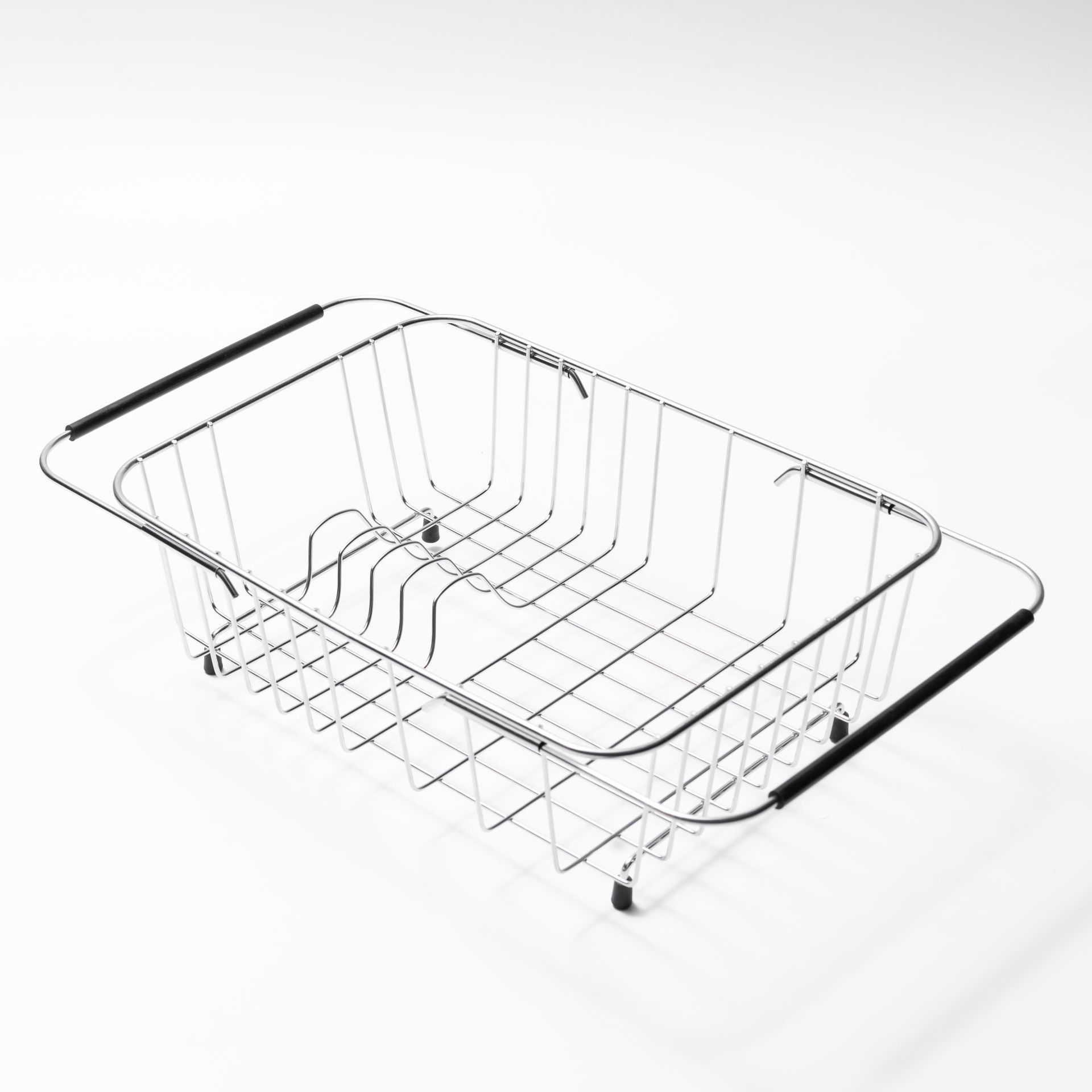 Expandable Dish Drying Rack Rustproof Stainless Steel Over The Sink Dish Drainer With Silverware Holder