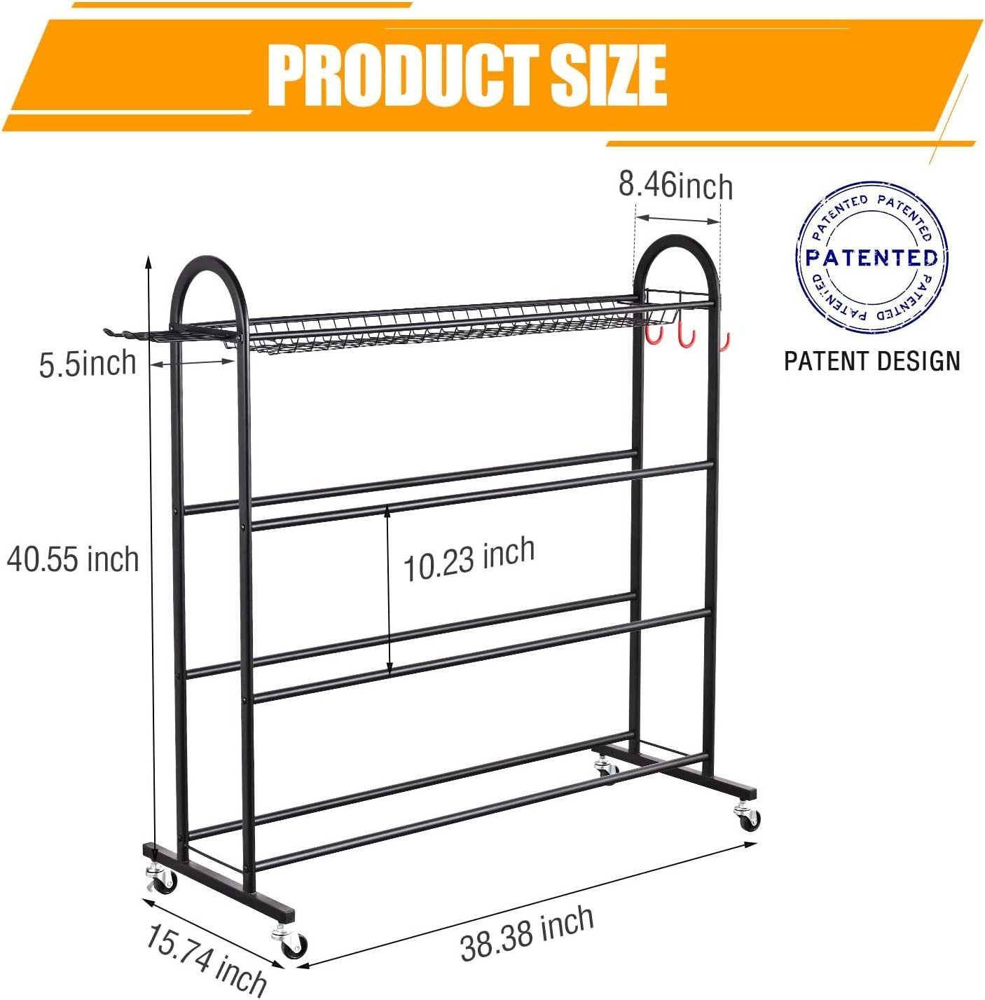 Metal detachable wheel ball holder Simple multi-layer basketball storage rack