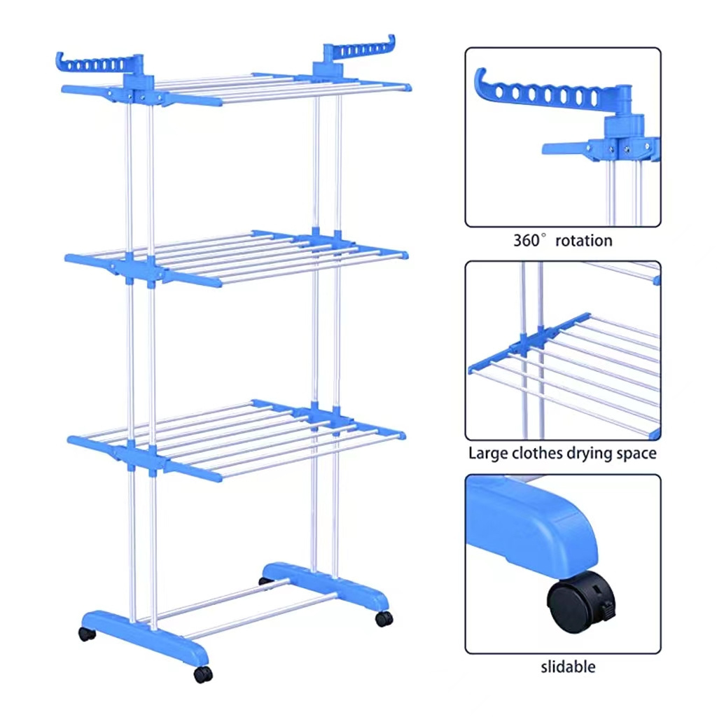 Hanging Rod for Laundry Room Removable Folding Clothing Hanger Garment Rack