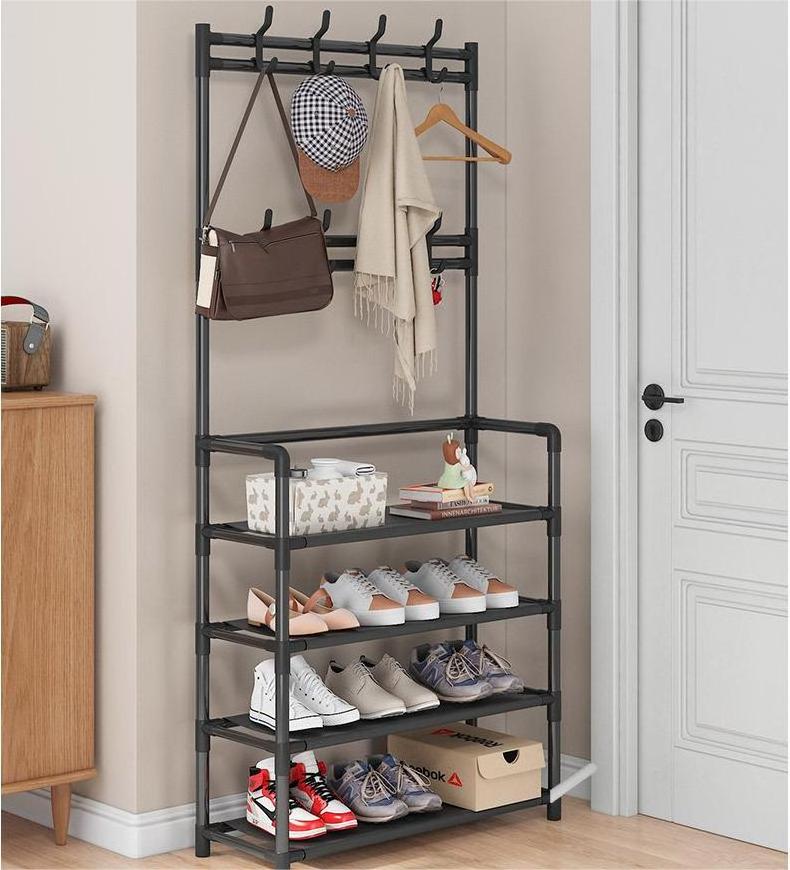 4 layers Clothes And Shoe Storage Rack metal pipe home clothes rack