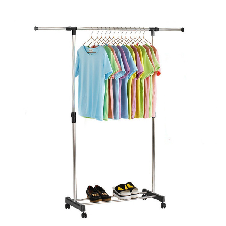 Adjustable stainless steel clothing rack display clothes hanger stand single pole clothes rack