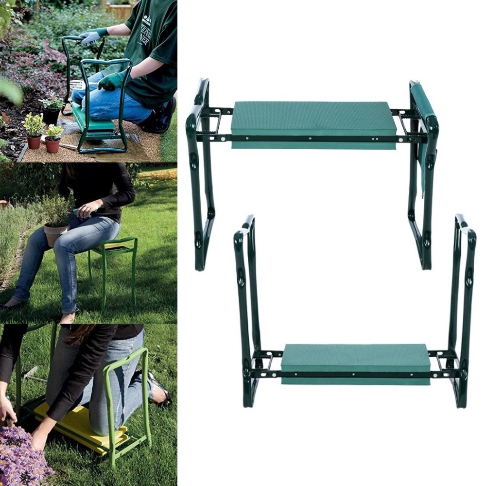 Folding Garden Kneeler and Seat with 3 Bonus Tool Pouches Bearing 150KG