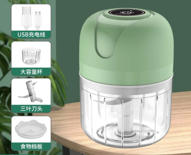 250ml green USB Wireless Electric Garlic Mini Masher Press Mincer Vegetable Chili Meat Grinder Food Chopper Kitchen Tools