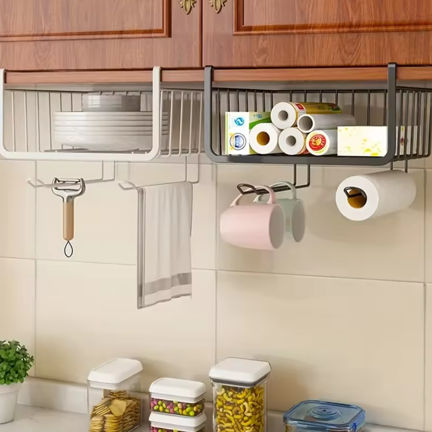 Kitchen shelf storage shelves Wall-mounted space-saving metal wire basket cabinets Hanging storage baskets storage baskets