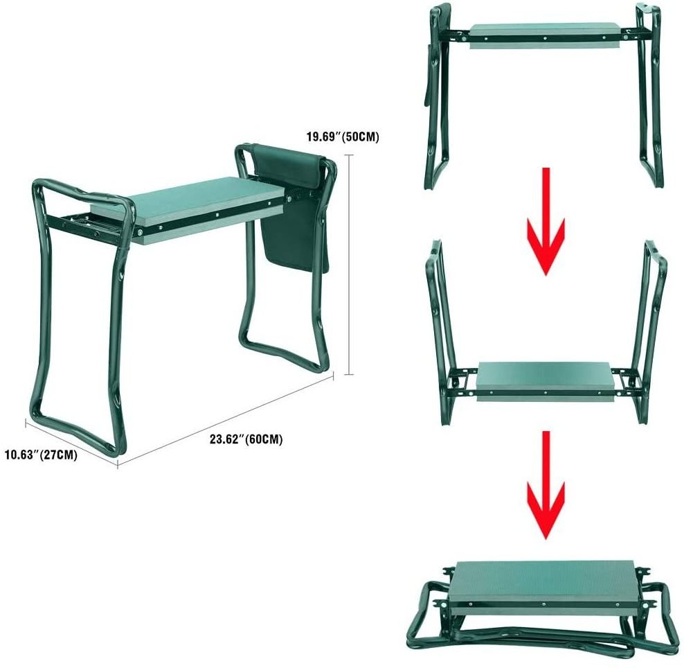 Foldaway garden kneeler seat pad 2 IN 1 Portable multifunctional kneeler & stool with tool bag EVA foam pad beach