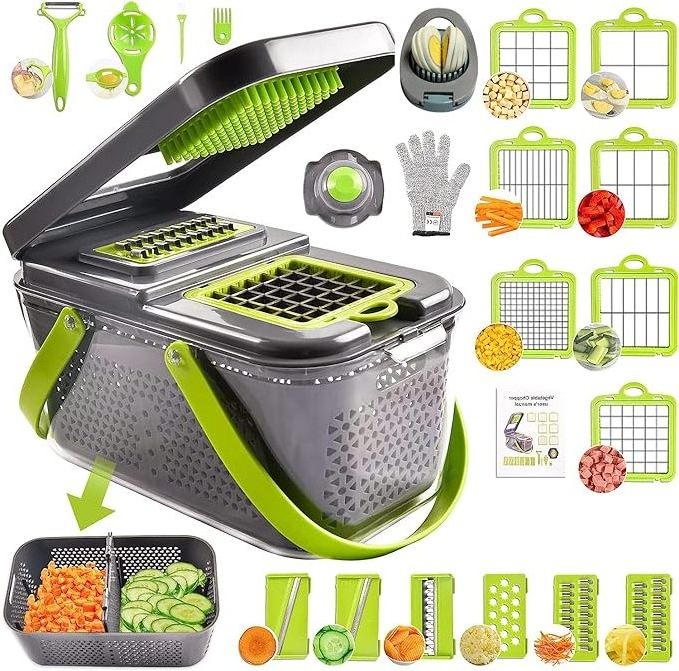 22-in-1 Mini Vegetable Chopper Kitchen Mandoline Vegetable Slicer  Food Onion Salad Veg Chopper Manual Slicer - Multi functional