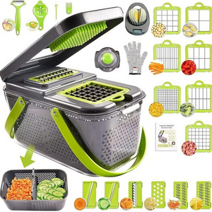 22-in-1 Mini Vegetable Chopper Kitchen Mandoline Vegetable Slicer  Food Onion Salad Veg Chopper Manual Slicer - Multi functional