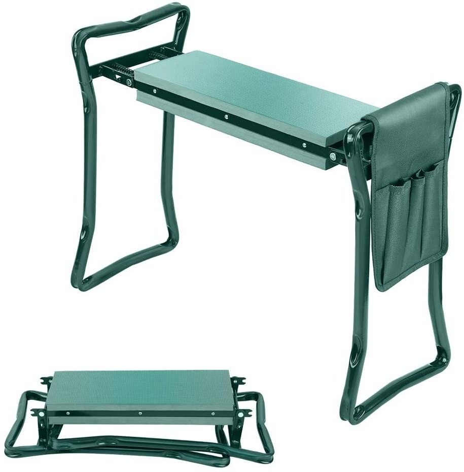 Folding Garden Kneeler Bench Kneeling Soft Eva Pad Seat With Tool Pouch Foldable Gardening Kneeler Seat