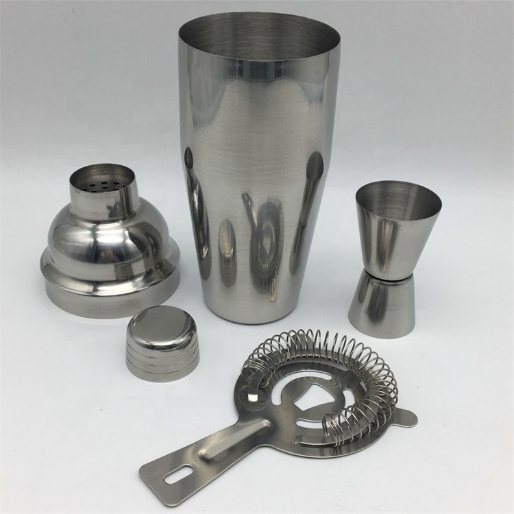 24oz/750ml Stainless Steel Cocktail Shaker Bar Kit Set With Jigger Strainer