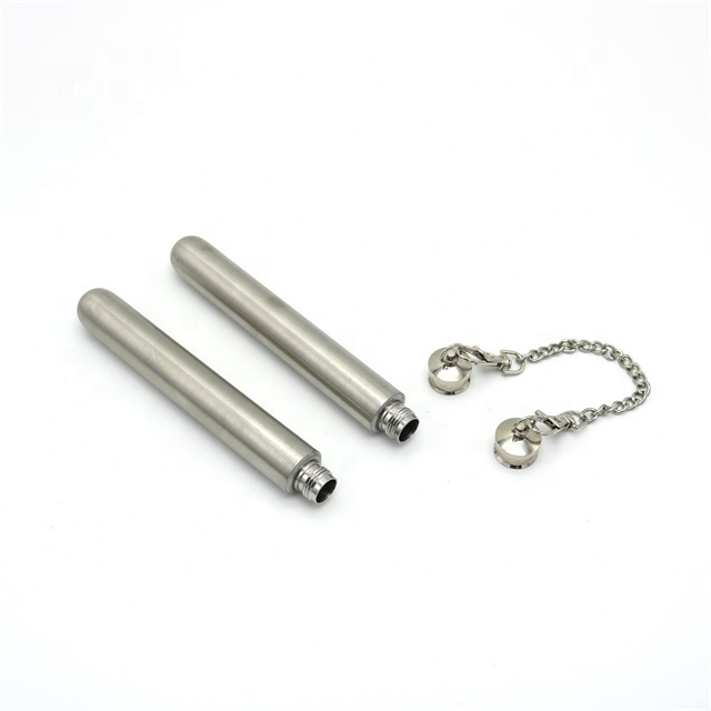 2pcs 2oz Mini Portable Metal Stainless Steel Brushed Matte Polished Finishing Tube Hip Flask Set With Keychain