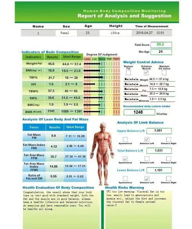 Professional Portable Body Composition Analyzer Machine With Printer Low Price Bia Body Inbody 270 Body Composition Analyzer