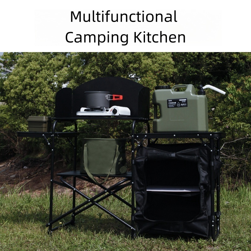 ENJOY 2024 New Design Slide Out Camping Kitchen Table Storage Pull Out Multifunctional Portable Camping Kitchen With Bag