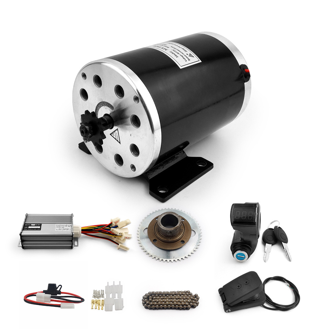 Diy 36V48V 1000W Brush High Speed Go Kart Motor Kit With Throttle 55T Chain Wheel Freewheel Adapter