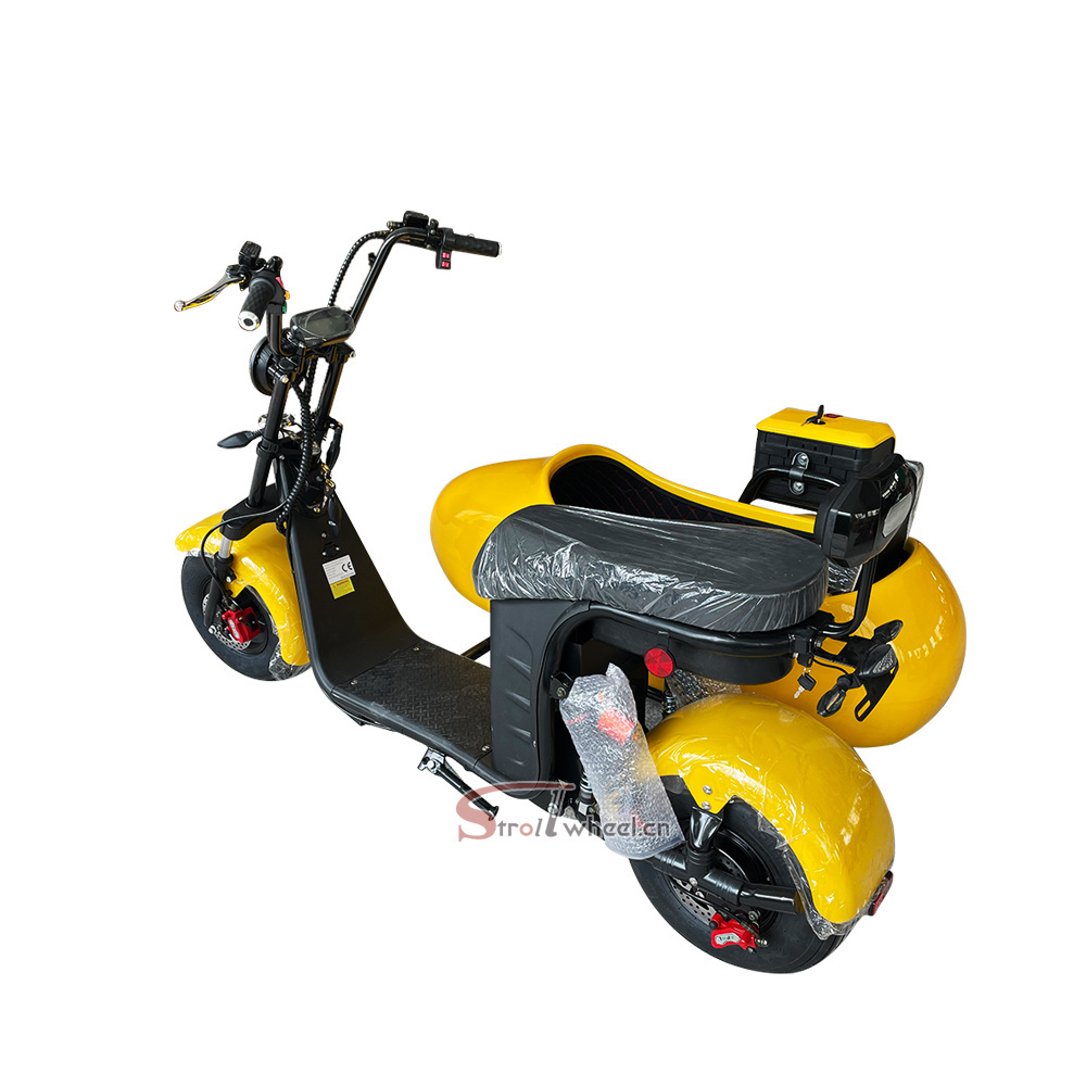 Hot sale 1000W 60V 20AH battery 3 wheel electric chopper electric scooter with side car citycoco