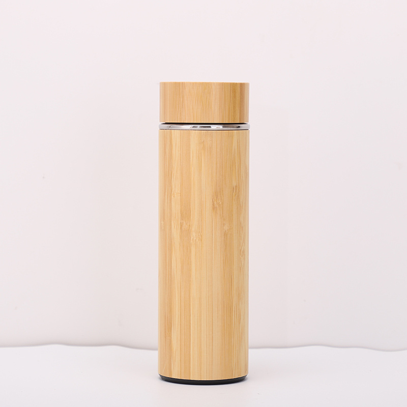 Hot Selling Stainless Steel Vacuum Flask with Tea Filter Double Wall Insulated Bamboo Water Bottle