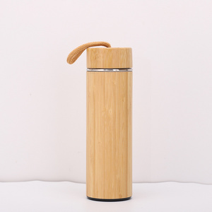 Hot Selling Stainless Steel Vacuum Flask with Tea Filter Double Wall Insulated Bamboo Water Bottle