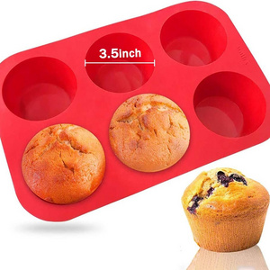 Bpa Free Food Grade 6 Cup Non-Stick colorful silicone muffin pan cups mold cake christmas silicone mold silicone bakeware