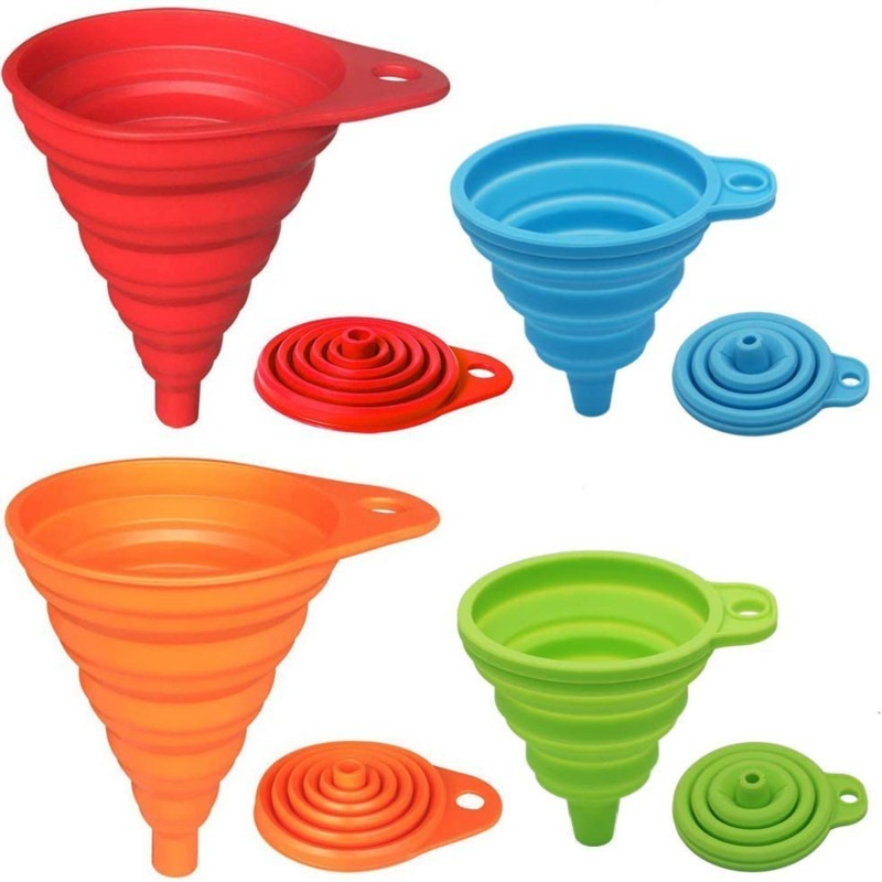 Hot Selling Eco-Friendly Foldable Silicone Collapsible Funnel Custom Logo Kitchen Utensils for Cooking & Baking