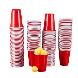 wholesale custom american 16 oz red disposable party beerpong game cold drinking hard pp plastic cups