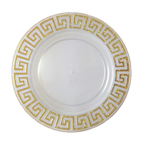 2024 wholesale wedding table decoration plastic round clear gold silver glitter charger plates for events and party