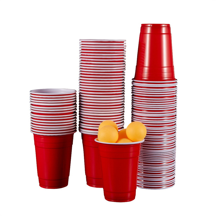 wholesale custom american 16 oz red disposable party beerpong game cold drinking hard pp plastic cups