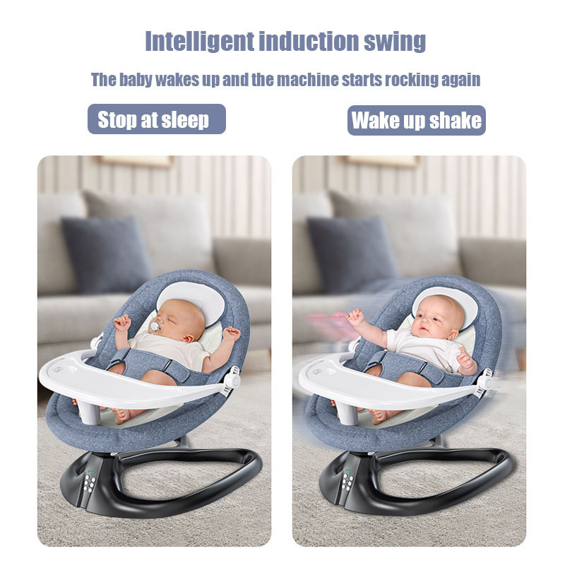 Baby Swing for Infants, 5 Speed Electric Bluetooth Baby Rocker for Newborn, Portable Baby Rocker with Tray and Remote Control