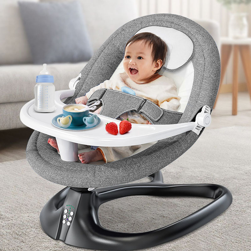 Baby Swing for Infants, 5 Speed Electric Bluetooth Baby Rocker for Newborn, Portable Baby Rocker with Tray and Remote Control