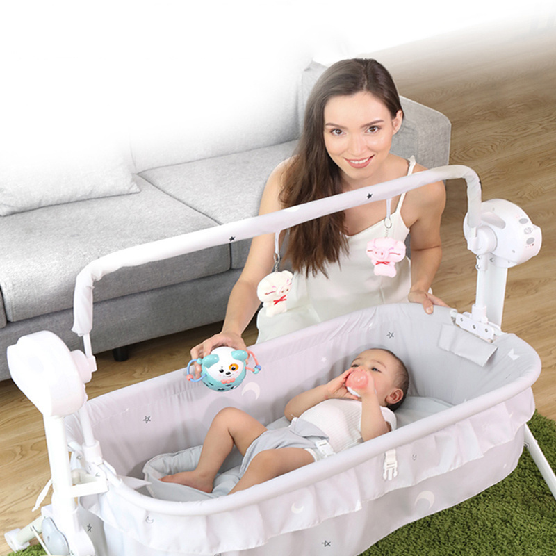 Electric Vibrating Baby Music Bed Bouncer With Toys Automatic comfort foldable cradle baby bed with mosquito net