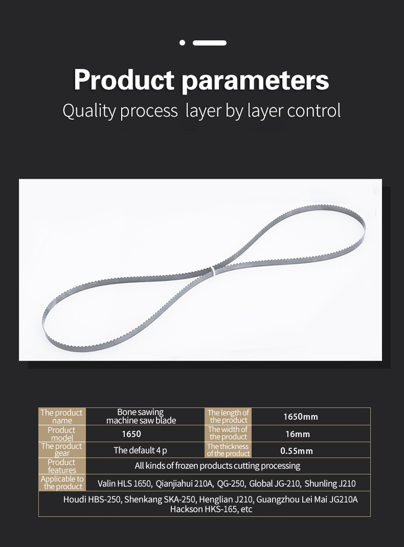 durable usa 1650mm meat and bone cutting butcher band saw blade for machine Fast cutting meat fish bone band saw blade