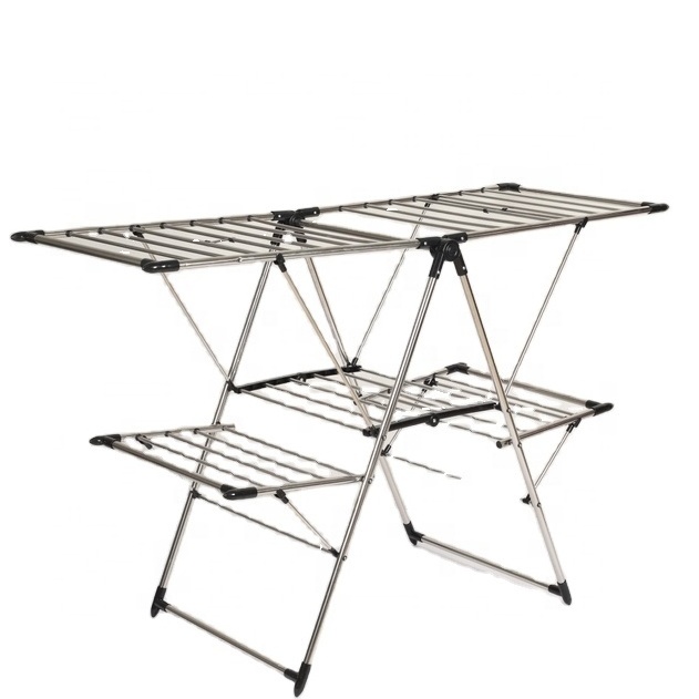 2 tier winged clothes airer  cloth  dryer  foldable  with shoe rack 2 tier