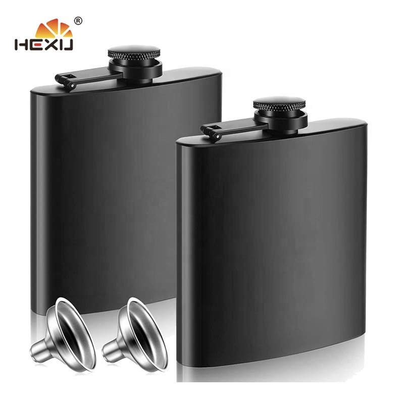 Wholesale Stainless Steel Alcohol 8oz Matt Black Painting Whiskey Hip Flasks For Men