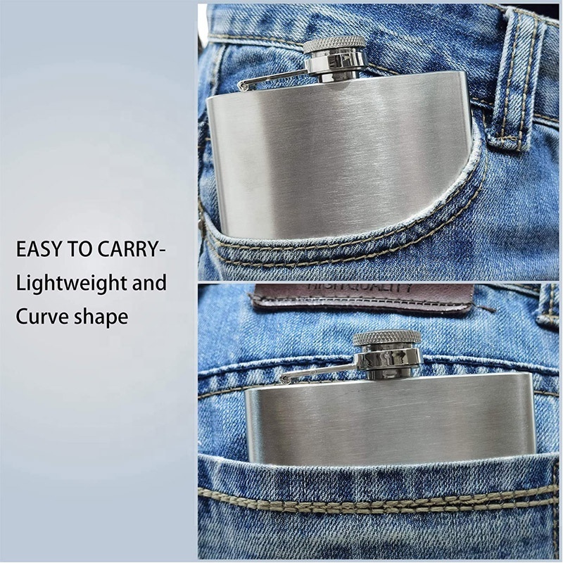 Optional Capacity Stainless Steel sanding 7oz Silver wholesale Hip Flask For whiskey